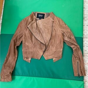 ONLY Women's Tan Leather Jacket